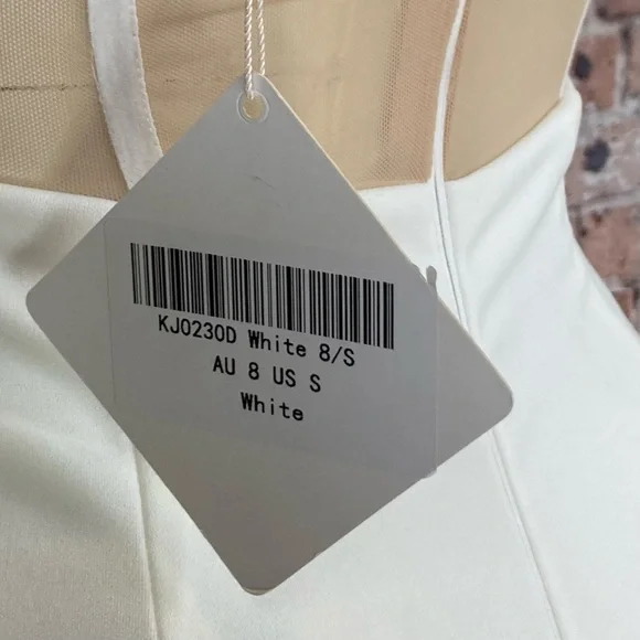 Angel Biba Corseted Mini Dress Blind Date Nude Mesh Bodycon White Sz Small - Picture 6 of 14